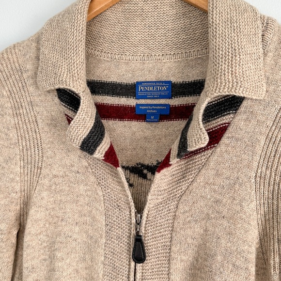 Pendleton Archive Brown Native American Silhouette Zip-Up Sweater size medium - Picture 6 of 7